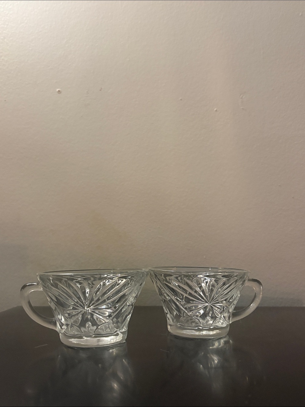 Cut glass teacups Set of 2